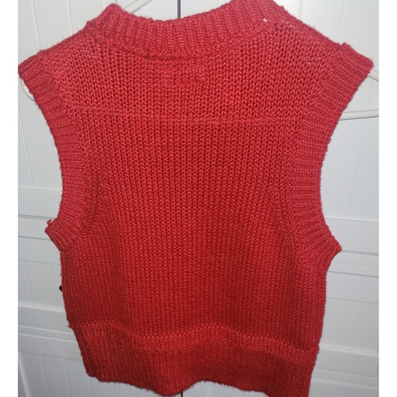 Tommy‎ Jeans Red Knit Sleeveless Sweater Vest Crop M 90s style holidays! - Picture 5 of 5
